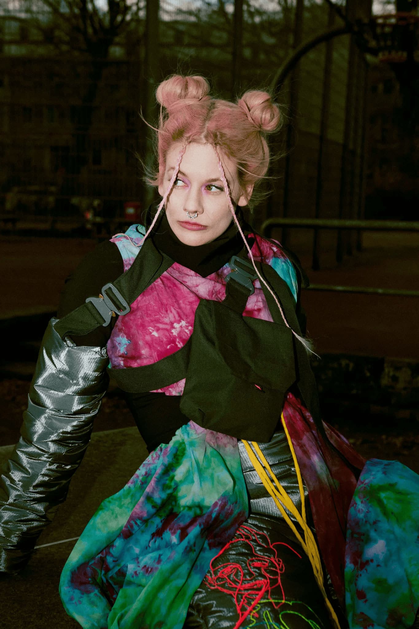 Female Model with artistic colorful outfit