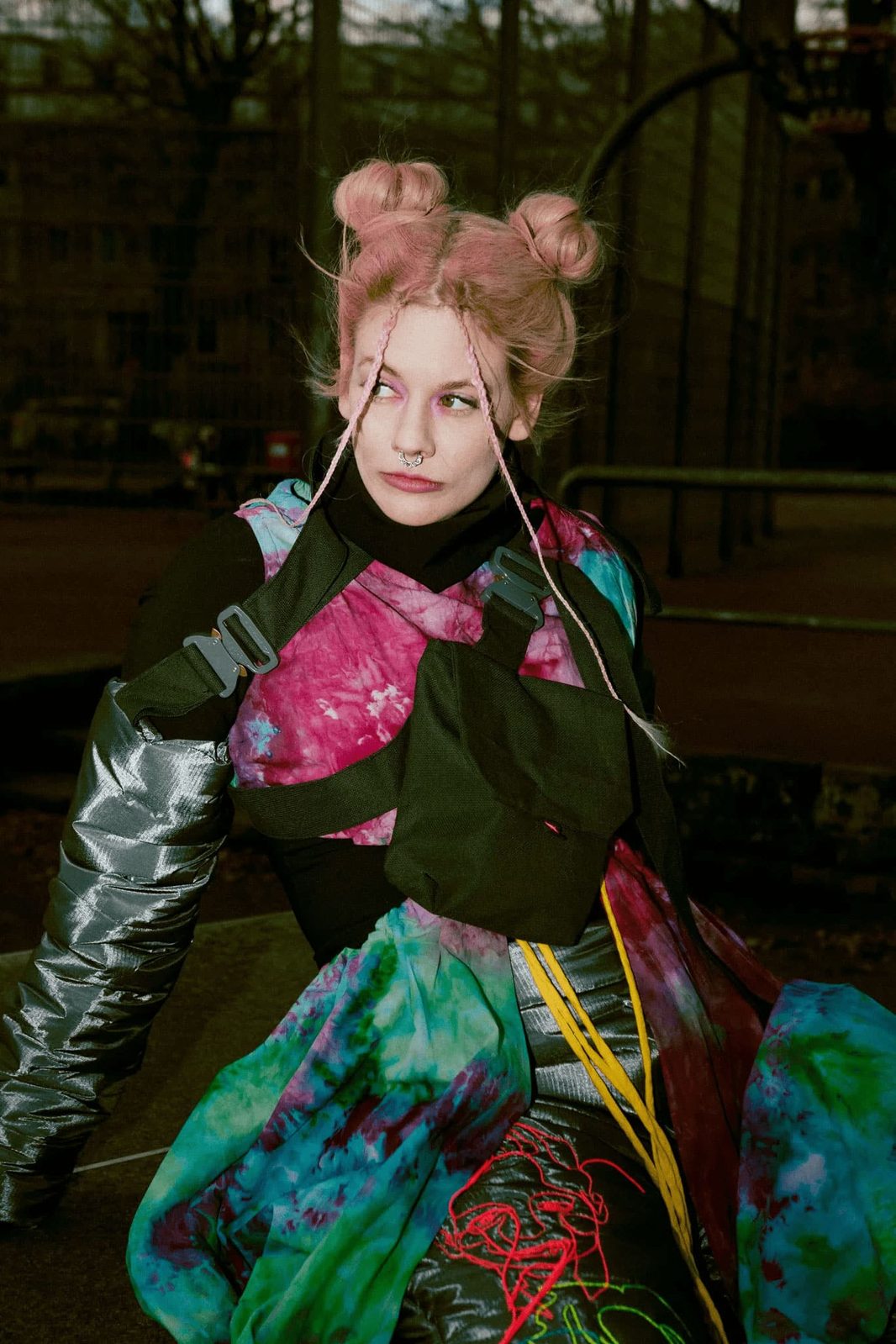 Female Model with artistic colorful outfit