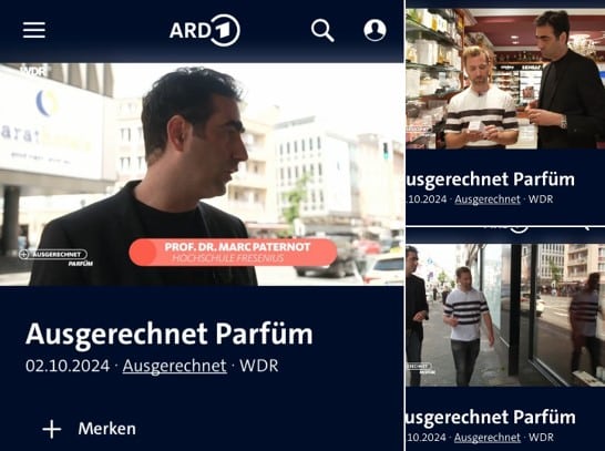 Ein Ausschnitt, der Marc Paternot zeigt, aus dem ARD- und WDR-Beitrag „Ausgerechnet Parfüm“ vom Oktober 2024.