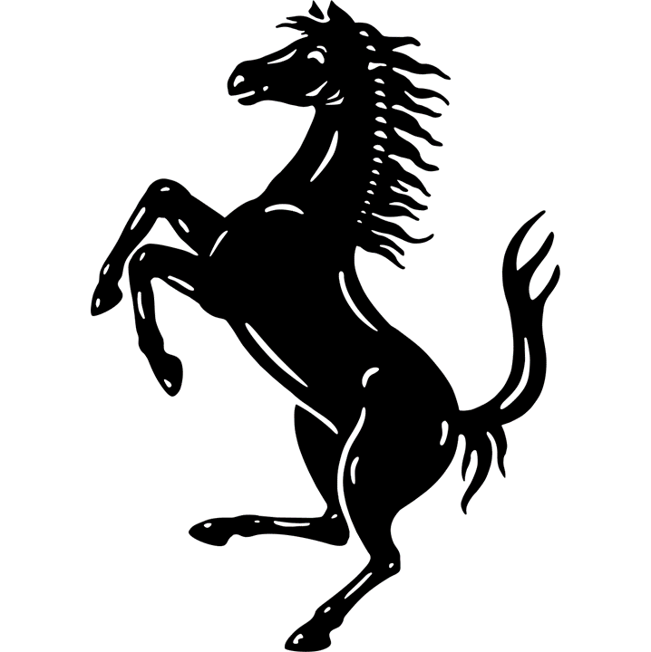 Das berühmte Pferdelogo von Ferrari, bekannt als Cavallino Rampante („aufbäumendes Pferdchen“).